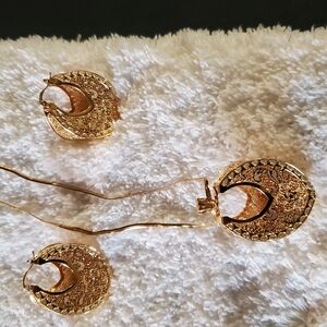 Gold Filigree Earrings with Intricate Design
